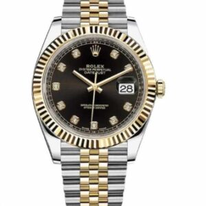 Rolex Super Clone Datejust 12633BKDJ Steel Gold Automatic Black And Diamond Dial Jubilee