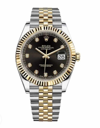 Rolex Super Clone Datejust 12633BKDJ Steel Gold Automatic Black And Diamond Dial Jubilee